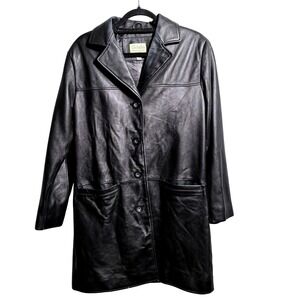 VTG Cabelas Leather Jacket Womens M‎ Black Genuine Leather Blazer Coat SEE